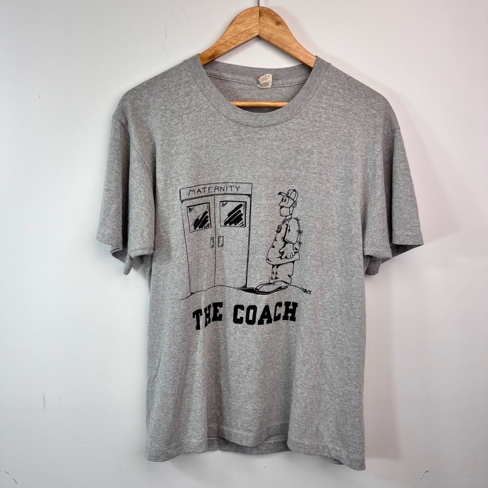 Vintage 80s 90s The Coach Maternity Cartoon T Shirt Screen Stars USA Large
